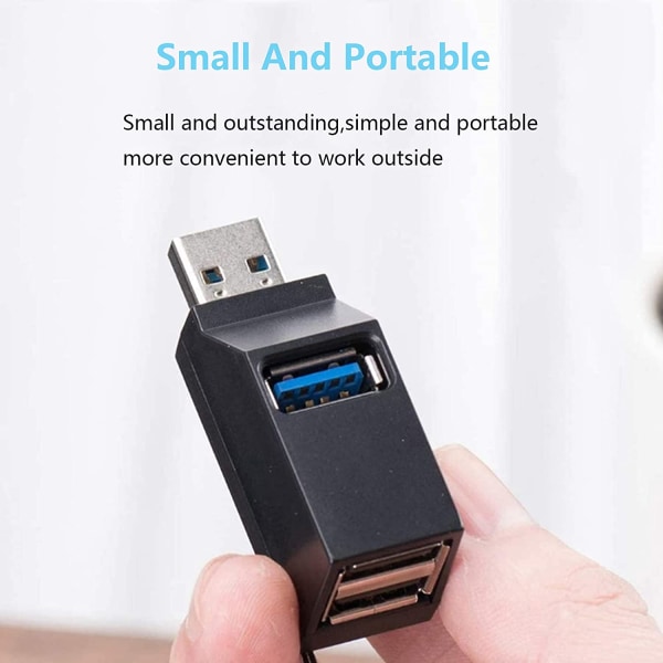 3-Port USB Hub, 2 stk. USB 3.0 Hub, USB Splitter Adapter
