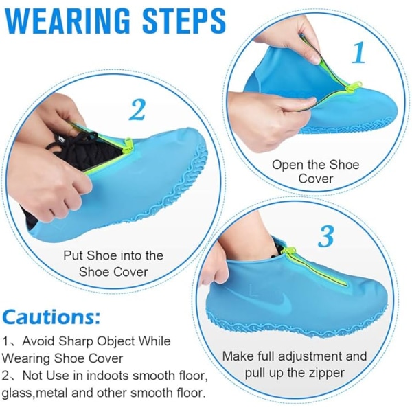 Vattentäta skoöverdrag, återanvändbar cover i silikon Halkfri hållbar dragkedja Elastiskt cover för män kvinnor (43-46)