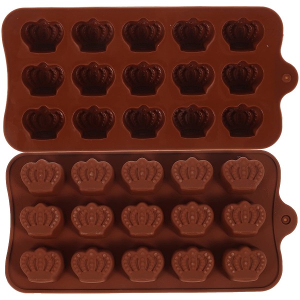 2 STK kronemønster silikoneforme- Non-stick chokoladestøbeforme- genanvendelige chokoladeforme Chokoladefremstillingssæt til kageis terning Candy Wax Snap
