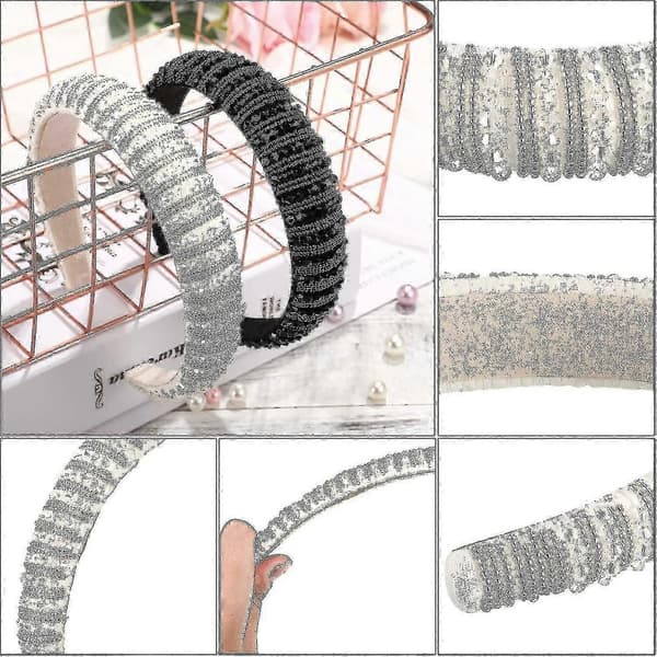 Krystal Rhinestone Hårbøjler (2 stk, Sort, Hvid) A