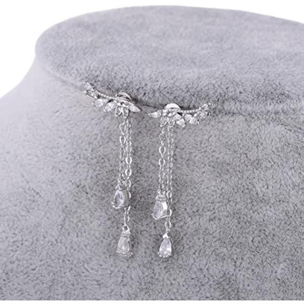 925 Sterling Sølv Krystal Dangle Øre Manchet Ørering til Kvinder