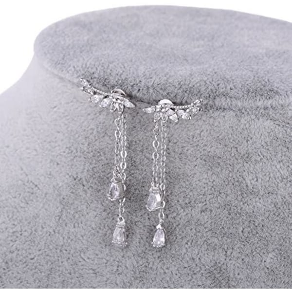925 Sterling sølv krystall Dangle Ear Cuff øredobber for kvinner