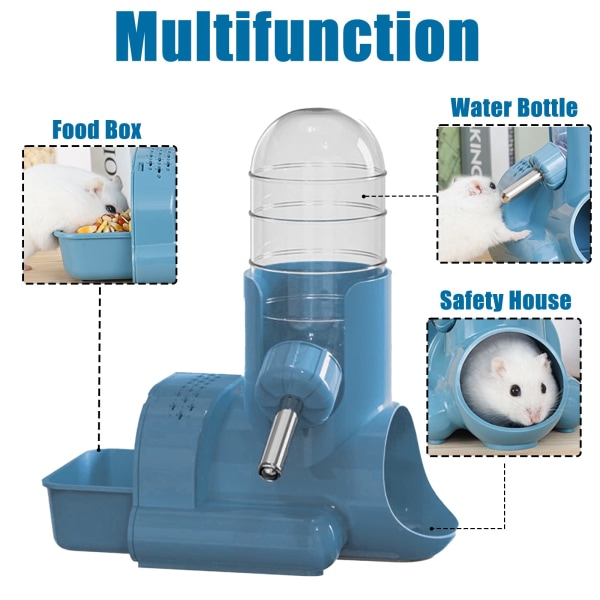 Hamster vandflaske, 3 i 1 automatisk flaske dispenser (blå)
