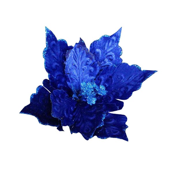 Blå Sammet Julstjärna - Set med 5 Konstgjorda Blomstjälkar 28*28cm