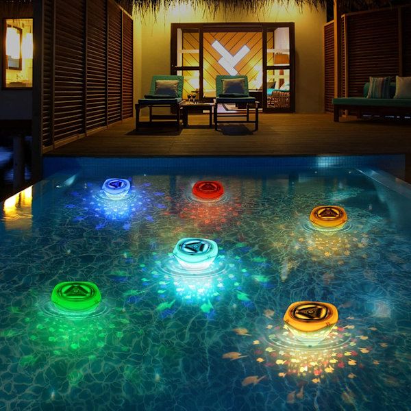 Badekar Disko Lys Vanntett Led Badelys RGB Flytende Undervanns Disko Lys for Badetid, Dammer, Bassengfest (Ikke Oppladbar)