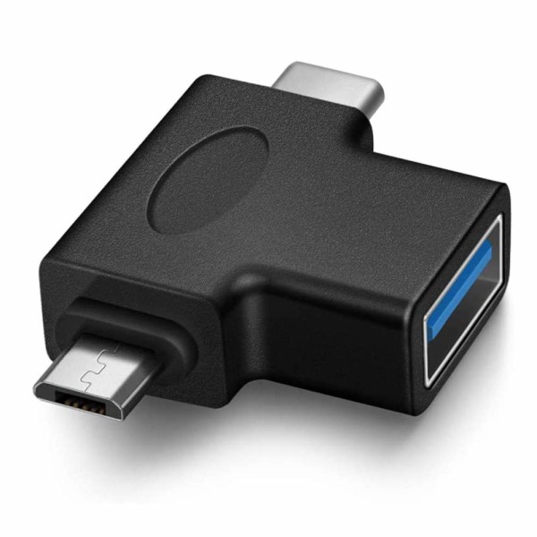 2-i-1 OTG-konverter USB 3.0 til Micro USB og Type C Adapter USB3.0 Hun til Micro USB han og USB C/USB3.1 hanstik (2 pakke)