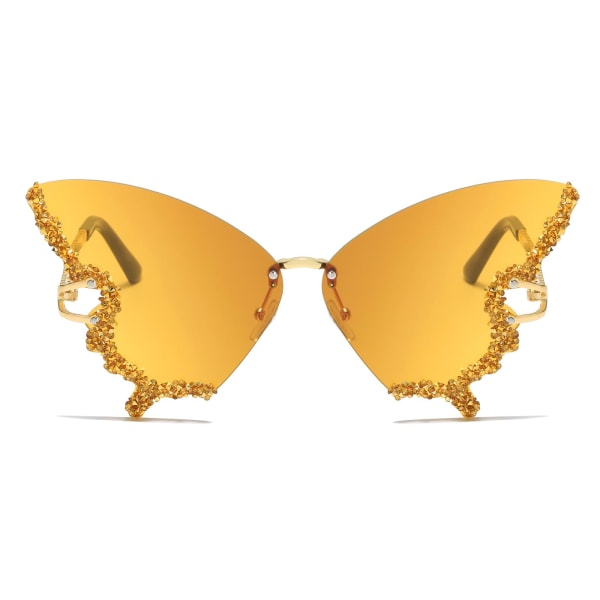 Kvinnor Båglösa solglasögon Butterfly Vintage-Retro Funky Colored Diamond Rhinestone Glasögon Festival Rave 70-talsfest Solglasögon UV-skydd