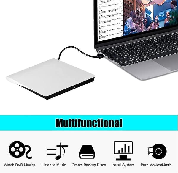 Extern DVD-enhet, USB 3.0 Bärbar CD/DVD-RW-enhet/DVD-spelare CD för Bärbara Datorer