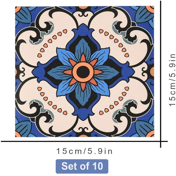 Kjøkken Bad Fliser Klistremerker, Marokkansk Stil Veggfliser Klistremerker Overføringer for 6 x 6 tommer Fliser, 24 Stykker