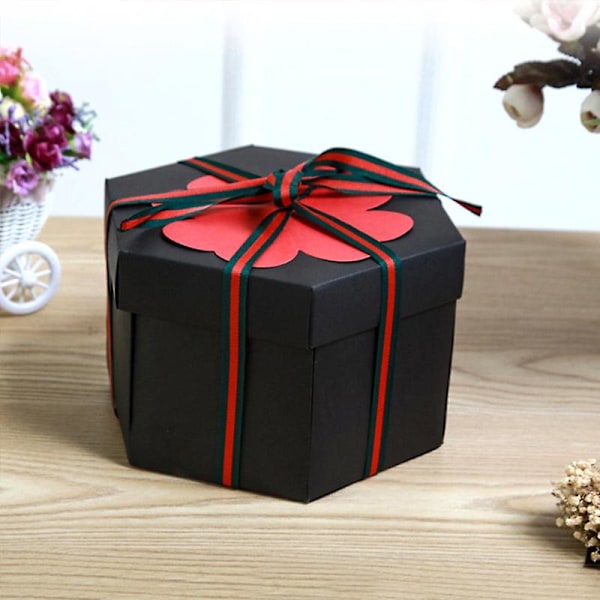 Explosionsbox, Presentbox - Hexagon Svart
