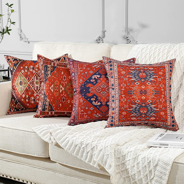 Kuddfodral 45cm x 45cm Set om 4 Bohemisk Stil Dekorativa Kuddfodral(Exotic)