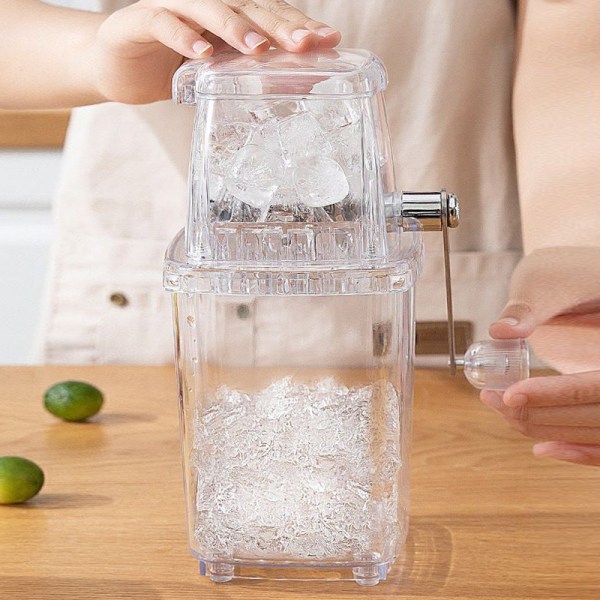 Manuell isknuser - Rotasjonsisknuser for cocktails, slush-maskin, isbitknuser, knust smoothie, isknusermaskin for hjemmet, 1,25 l (gjennomsiktig)