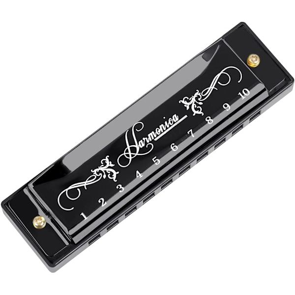 Blues Harmonica Munnspill, Diatonisk Blues Harmonica i C-tone, 10 Huller 20 Toner Blues Harp Munnspill Harmonica (Rose Red) black