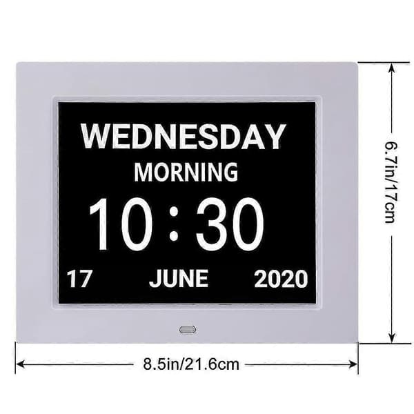 Digital Kalender Alarm Dagklocka med 8\" Stor Skärm