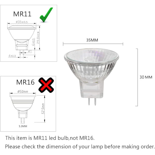 MR11 12V 35W halogenlampor GU4 2800K varmvit dimbar 8st