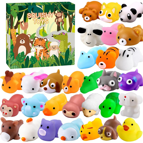 30pcs Squishy Toys Mini Squishy Forest Animals Toys for Party Favor Kawaii Fidget Stress Relief Toys for Kids Birthday Classroom Prize