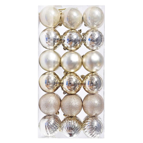 36 stk. Julekule Juletre Pynt Hjemmefest Dekor 3CM Beige