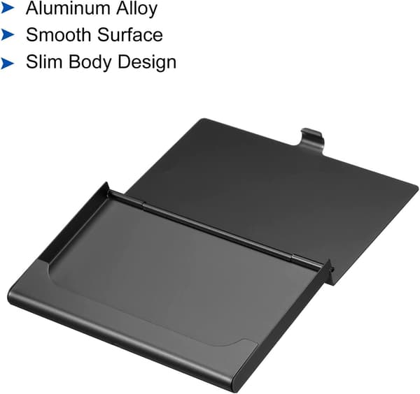 2 stk. visitkortholder, aluminiumlegering flip cover, sort