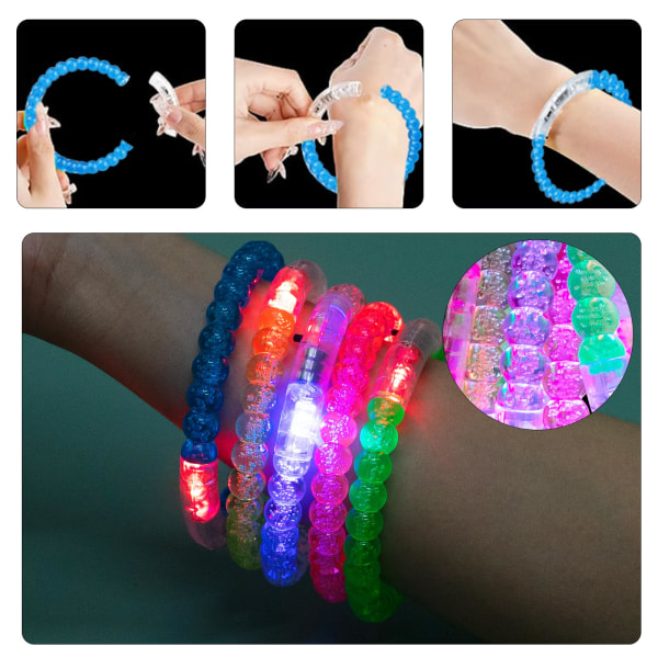 18 stk Glow-armbånd, Glow in the Dark-festrekvisita, LED-armbåndsett, Festposefyll, Glow Stick-armbånd, Festrekvisita（Tilfeldig farge）