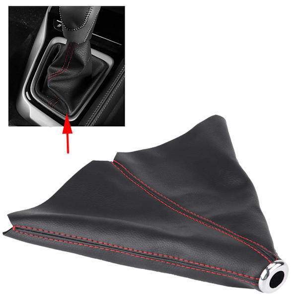 Växelspaksknopp Damask Gaiter Boot Cover Kit, Universal Bright Black PU Läder Växelspaksknopp Cover Svart Bright Röd Söm Växel Damask Boot Cover