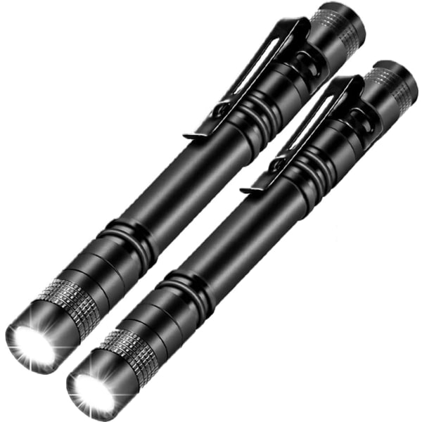 2 stk. LED-pennelys, lommelygter taktisk pennelys med penneklips, aluminium små AAA mini lommelygter, lommelygte til inspektionsarbejde reparation