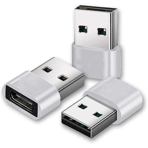 USB till USB C-adapter [3-pack], USB-adapter, USB A till USB C, iPhone-laddningskontakt, USB C-kontaktkonverter för iPhone