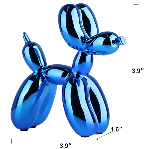 Blank, skinnende ballonhund-statue (blå, 3,9*3,9*1,6 tommer) blue