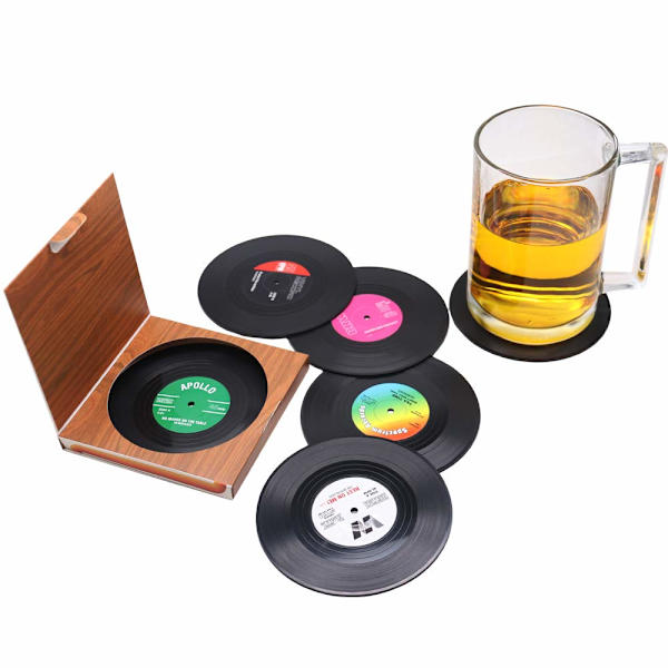 Personlig 12 PCS Retro CD-skiva Anti-värme/halkfria dryckesunderlägg för kaffe te öl mugg vinglas flaska bordsskydd