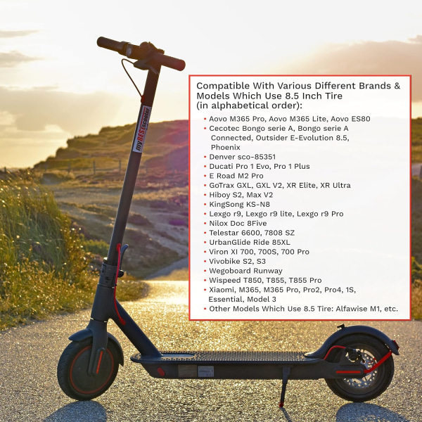 Solid dekk for Xiaomi M365 1S Essential Pro 2 Model 3 elektrisk scooter, 8,5 tommers flatt gratis dekkskiftehjul Punkteringssikker honningkake