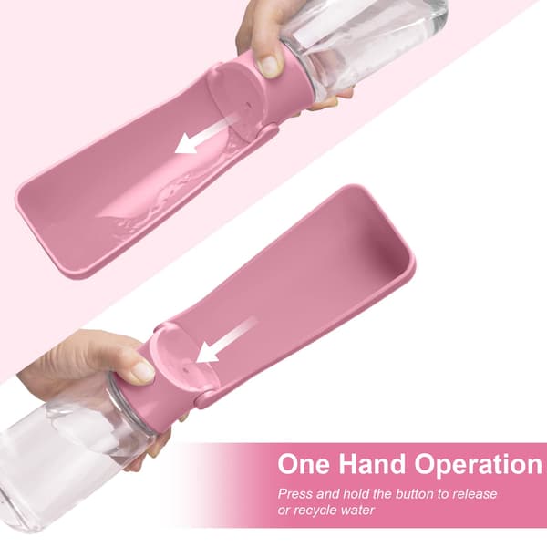 Hopfällbar hundvattenflaska, hundresevattenflaska (rosa 550 ml)