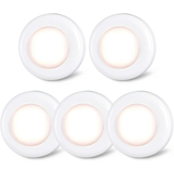 6 st Trycklampa Trycklampor Mini Touch Press Spot Lights Bärbara LED-lampor för inomhusbruk Batteridrivna Pucklampor för underskåp Warm White