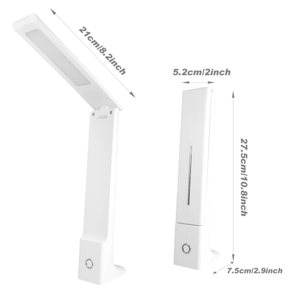 LED-skrivebordslampe 3 belysning  Berøringsfølsom sammenleggbar (hvit)