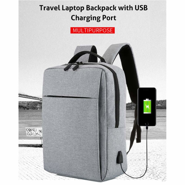 Rejsetaske til bærbar computer med USB-opladningsport (sort 17,3 tommer)