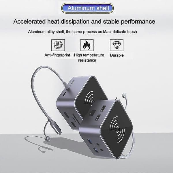 13 i 1 USB-C Hub til USB 3.1 Konverter Adapter Trådløs Oplader
