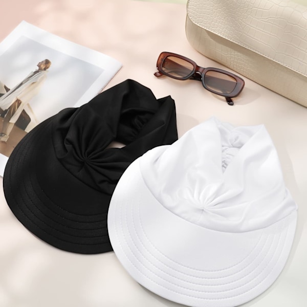 2 stk. solskygge til kvinder, bredskygget strandhat, sommerhat, foldbar