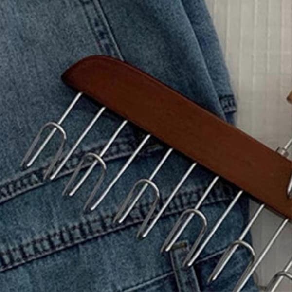 Multifunksjonell Henger Punch Free med 8 Kroker Tre og Rustfritt Stål Hatt Holder for Studenthybel Mørkebrun