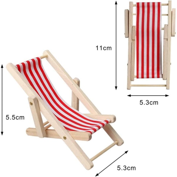 2 stk. Mini Strandstol, Mini Træ Strandstol