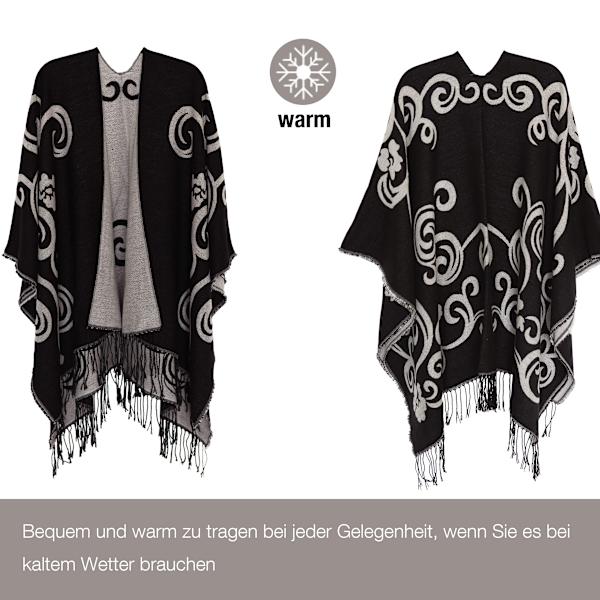 Poncho-sjal för kvinnor, vinterkofta, överdimensionerad cape, elegant poncho för kvinnor, kappa, varm present till mamma