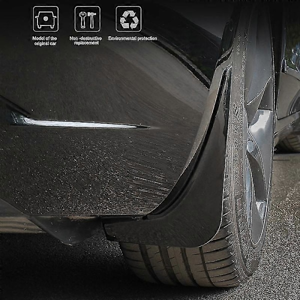 4 stk. Mudflap Stænklapper til Tesla Model 3 Ingen Boring Bil For- og Baghjuls Skærm