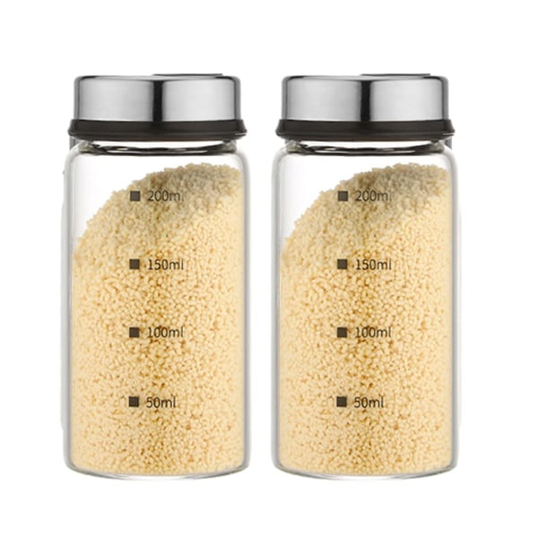 Paket med 2 glaskryddor, salt- och pepparshaker med mått, justerbar med hål i olika storlekar för kryddning (200 ml * 2 st)