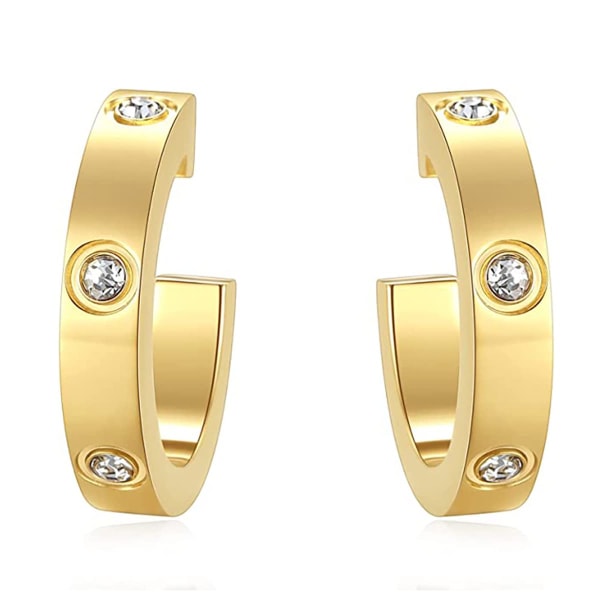 Vennskapsøreringer for kvinner Designer Cubic Zirconia Gull Rustfritt Stål Hoop Huggie Cuff Studs Vennskap Smykker Morsdag Bursdagsgaver