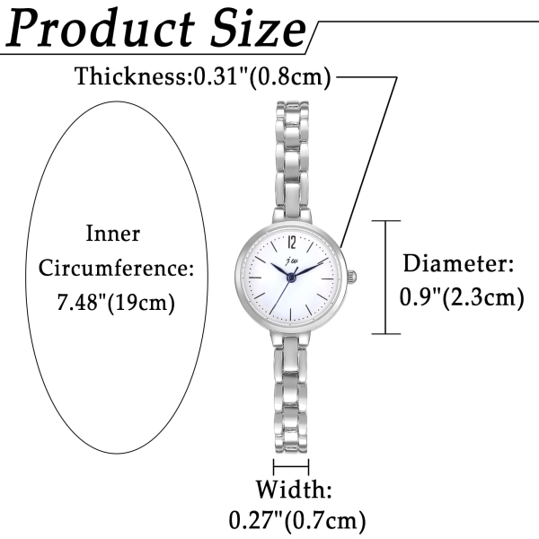 Dameklokke Elegant analogt kvartsarmbåndsur Dame Small Simple Business Casual Watch med metallarmbånd sølv