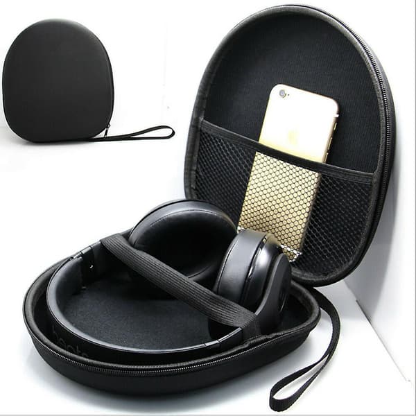 Hovedetelefon Opbevaringspose Sort Hård Bæretaske Øretelefon Etui Sort Headset