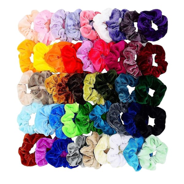 45 st sammetshårband, elastiska hårband, hårsnoddar, scrunchies