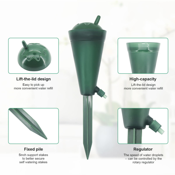 4 stk Plastplantevandingsanordninger, automatisk selvvandingssystem til planter Indendørs udendørs stueplante Haveblomst (grøn og blå)