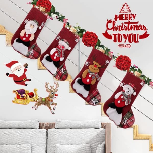 4 Mellanstora julstrumpor julstrumpa, med jultomte