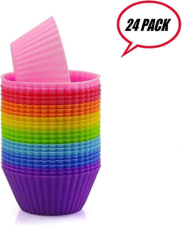Genanvendelige og non-stick silikone bageforme Cupcake liners Muffins Cup forme 24 stk.