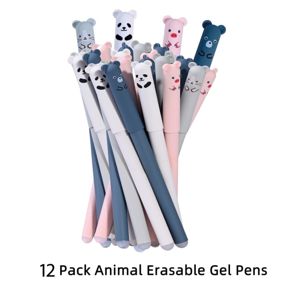 0,35 mm raderbara gelpennor, 12-pack Animal Rollerball Gel-bläckpennor
