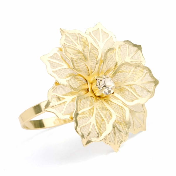 12 stk. Guld Servietringe Hule Ud Blomster Legering Servietringe Holdere til Julemiddag Bryllup Fødselsdagsfest Ferie Banket Dekor Gunst gold