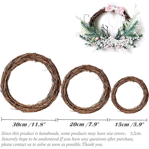 30cm 20cm 15cm luonnon viiniköynnös seppele pyöreä seppele